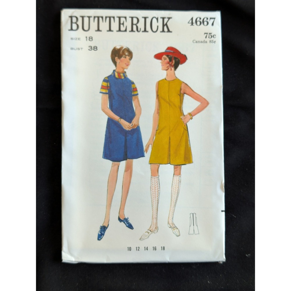 VTG 1968 Butterick 4667 Pantdress Size 18 Uncut Mod Retro Sewing Pattern
